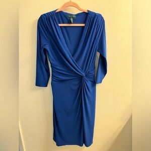 EUC Lauren by Ralph Lauren dress in blue; size 10; flattering and classic!